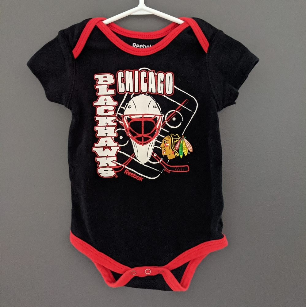 Reebok Chicago Blackhawks black & red onesie
